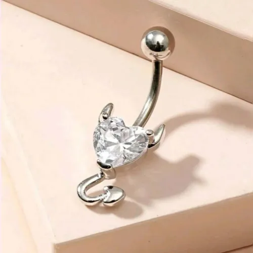 Piercing de umbigo em Aço Cirúrgico com Pingente de Coração 