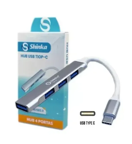 HUB Usb Tipo-C Macho x 4 USB 3.0 Fêmea 5 Gbps - Novo - Loja Coimbra Computadores
