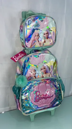 Kit mochilete + lancheira + dominó Barbie