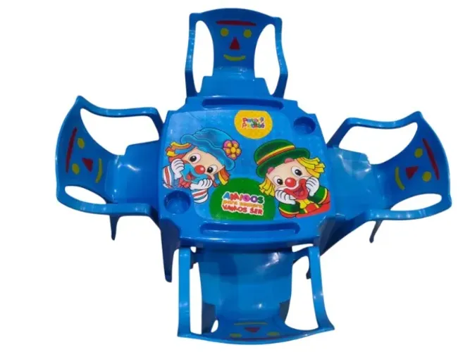 kit conjunto de mesas e cadeiras com 1 mesa e 4 cadeiras patati patata-azul