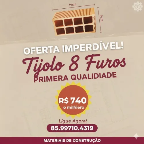 Promoção de tijolos Tavares de primeira