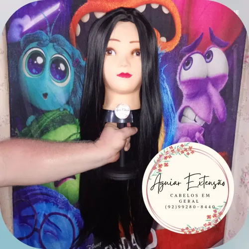 Peruca de Cabelo Liso Preto -  Aguiar Extensão Hair 