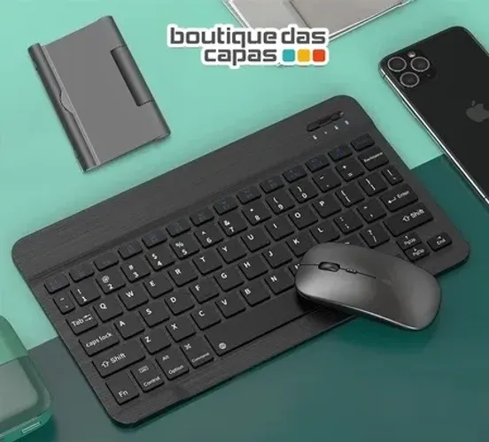 mini Teclado + Mouse Bluetooth Sem Fio PC Tablet iphone ipad e Notebook leve e portatil