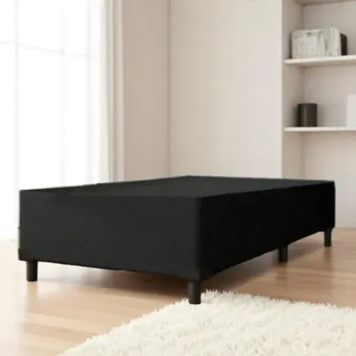(Produto Novo) Base Box Solteiro Suede Preto