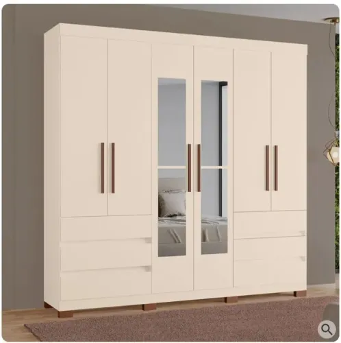 Guarda Roupa 6 Portas Com Espelho e 6 Gavetas