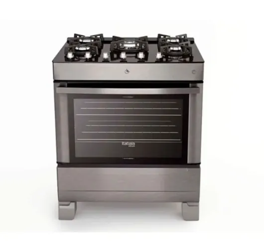 Fogão Itatiaia Vitrum 5 bocas - Premium Mesa de vidro, chama dupla e forno de 100L!