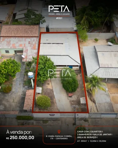 Casa com 2 Quartos à Venda, Centenário - Boa Vista