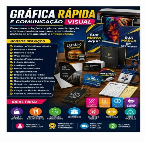 Gráfica rápida e comunicação visual : Panfletos, folders, cardápios talões