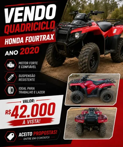 Vendo Quadriciclo Honda Foutrax Ano 2020 com 10.000 km