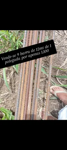 Vende-se 9  barra de ferro de 12mt de 1 polegada por apenas 1.100$ 