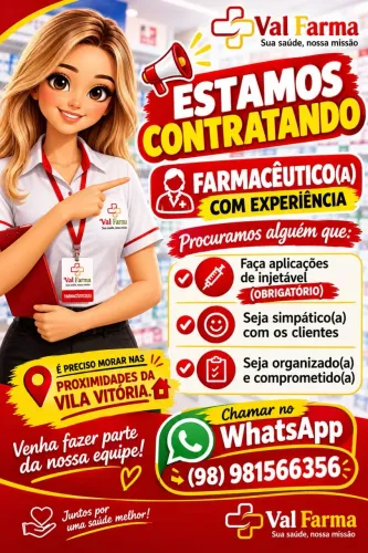 Vaga para farmacêutico 