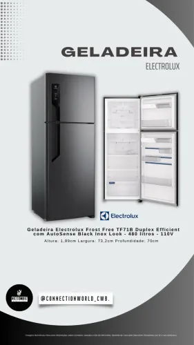 Geladeira Electrolux Frost Free TF71B Duplex Efficient com Black Inox Look - 480 litros