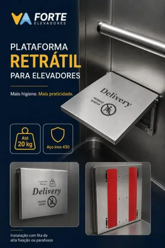 Bandeja Retrátil para Elevador - Suporte para Delivery