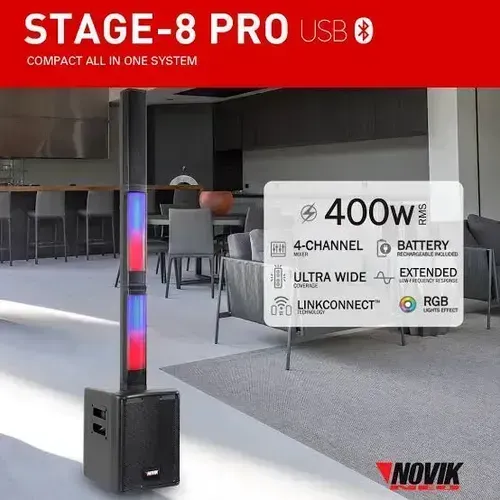 Caixa de Som Ativa Novik Stage 8 Pro Bateria
