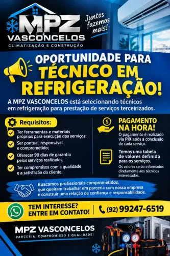 Vaga para técnico em refrigeração