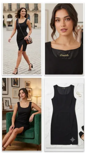 vestido feminino social fenda lateral pretinho basico