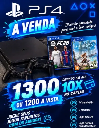 PS4 Slim 500GB + 3 Controles (2 Perfeitos + 1 com Detalhe)