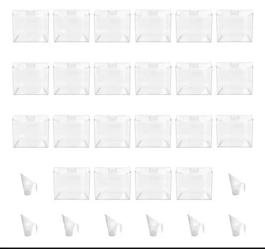 Kit com 98 potes acrílicos da marca expote 3,3l acompanha 80 concha 100ml