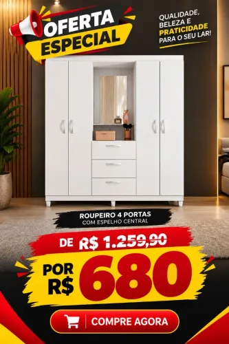 Guarda-roupa 4P C/ Espelho