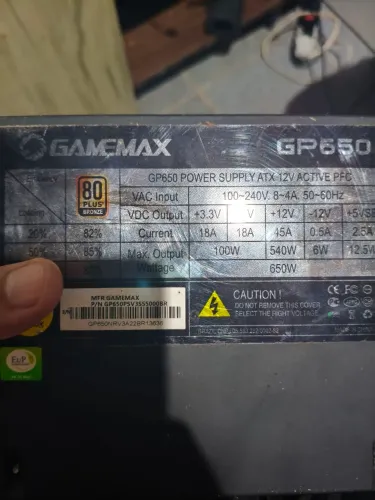 Fonte gamemax 650 wts 80plus bronze
