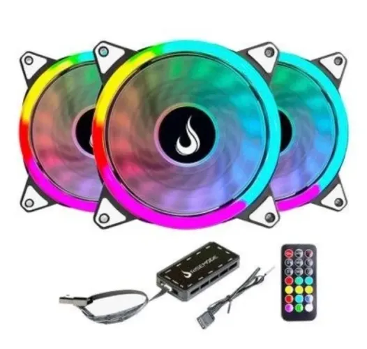 Kit com 3 Ventoinhas Rise Mode Energy, 120 mm, ARGB
