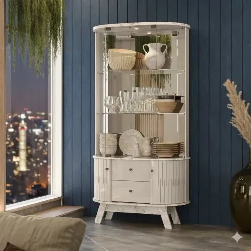 Cristaleira com porta de vidro led Marina nova 