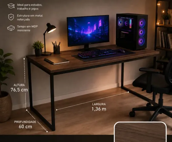 Mesa de Estudos / Escrivaninha Industrial - Moderna e Resistente