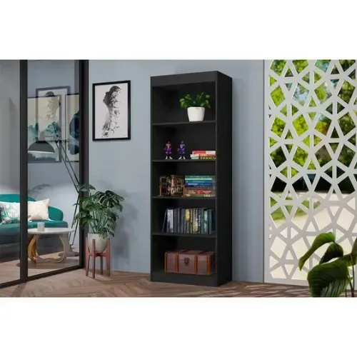 Armário Livreiro 4 Prateleiras Preto - Oferta!