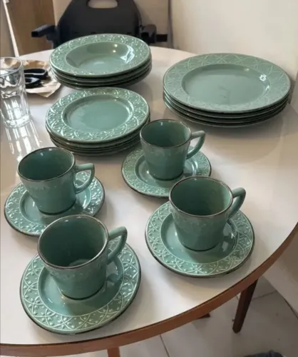 Aparelho De Jantar E Chá 20 Peças Oxford<br>Mendi Malaquita Verde