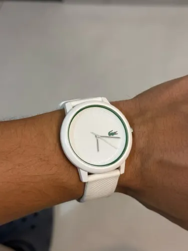 Relógio Lacoste Branco pulseira borracha