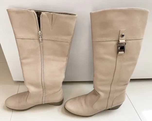 Bota Feminina Cano Alto Bege Nº 39 - Ótimo Estado
