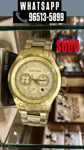Relógio NAUTICA ORIGINAL, MODELO A22619G MULTIFUNCIONAL DOURADO