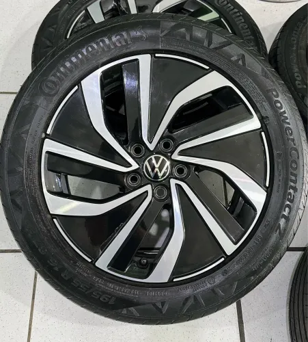 Jg Roda Original Vw Novo Polo Aro 16 5x100 + Pneu Continental 