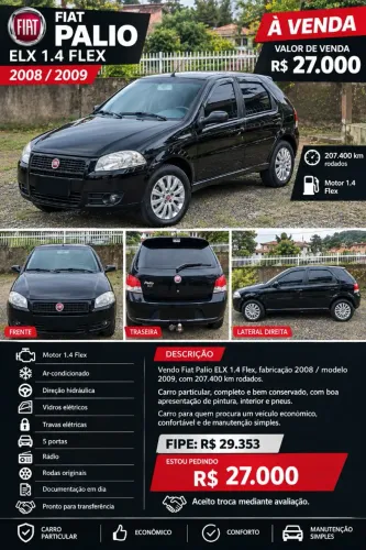 Fiat Palio ELX 1.4 MPI Fire Flex 8V 4P 2009