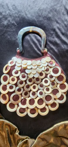 Bolsa média vintage MAD by Design: seda fiada e chifre natural