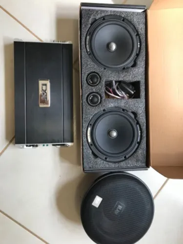 Som SQ Premium BLAM + DAT - Kit 2 Vias 165RS + Sub R8 EL + Amplificador PR 5.1