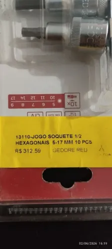 Jogo de Soquetes Hexagonais Gedore Red 1/2" com chave catraca reversível.- Novo!