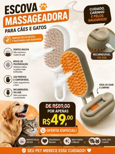 ? ESCOVA MASSAGEADORA PARA CÃES E GATOS ?
