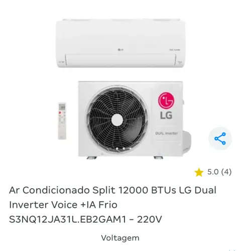 Ar condicionado 24 mil btus branco LG novo