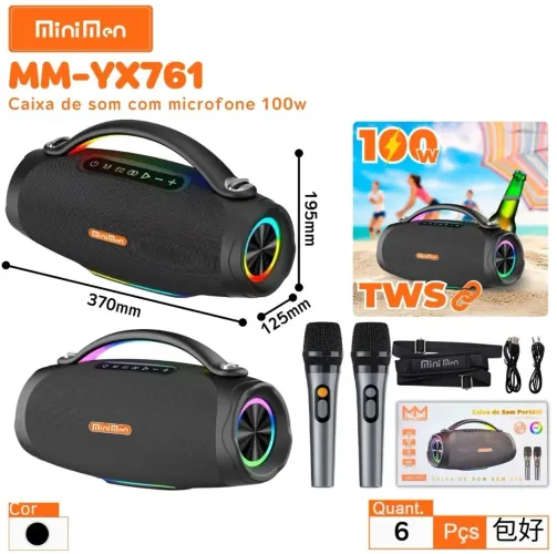 Caixa de som Portátil 100w - MM - YX 761
