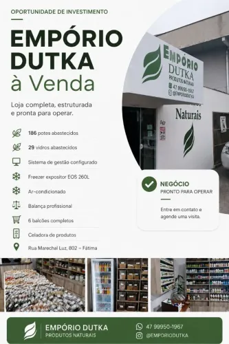 Oportunidade de Investimento - Loja de Produtos Naturais Completa e Pronta para Operar