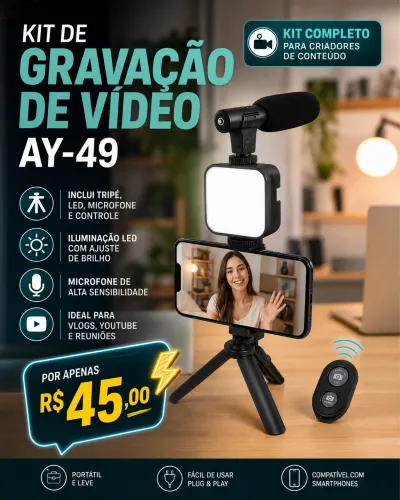 Kit estabilizador para foto com Led e microfone
