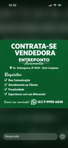 Vaga para vendedora