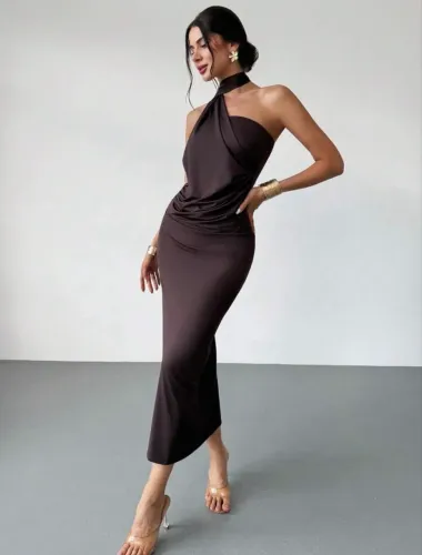 Vestido Feminino Chocolate Premium - Modelo Sofisticado