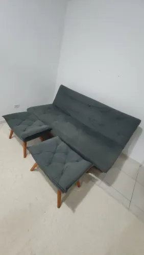 Sofá cama reclinavel com duas banquetas