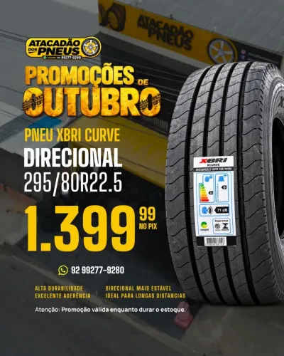 PNEU 295/80 R22.5 LISO XBRI CURVE R$ 1.399 NO PIX