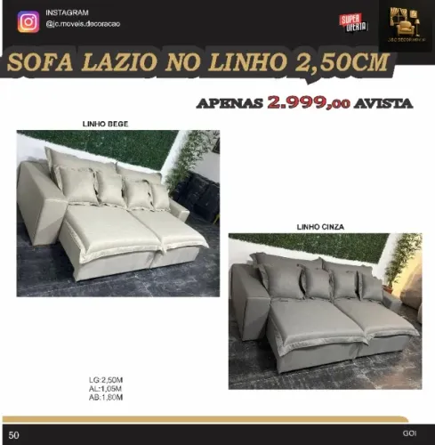 SOFA LAZIO 2,50 EM LINHO