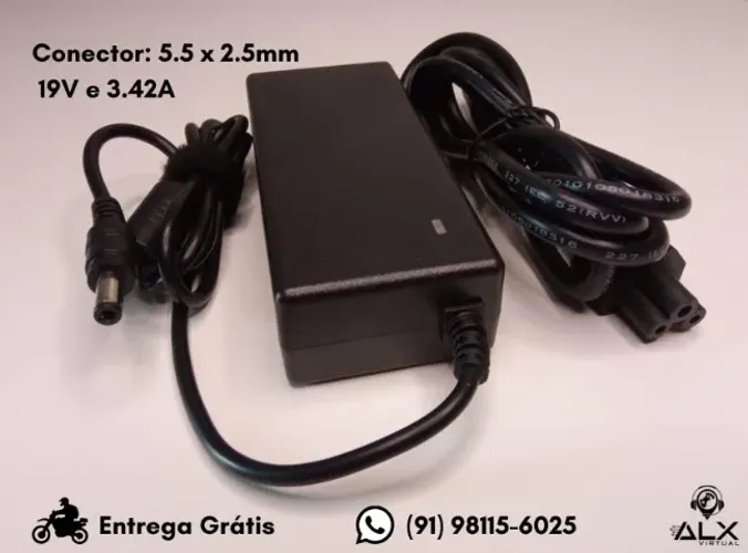 Fonte Notebook 19v 3.42a Bivolt *ENTREGA GRÁTIS*