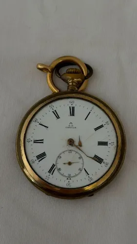 Relógio de bolso Omega, com caixa Elgin Giant 14K gold-filled