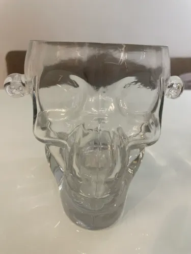 Balde de Gelo Caveira em Vidro Transparente - Decoração Bar Skull 